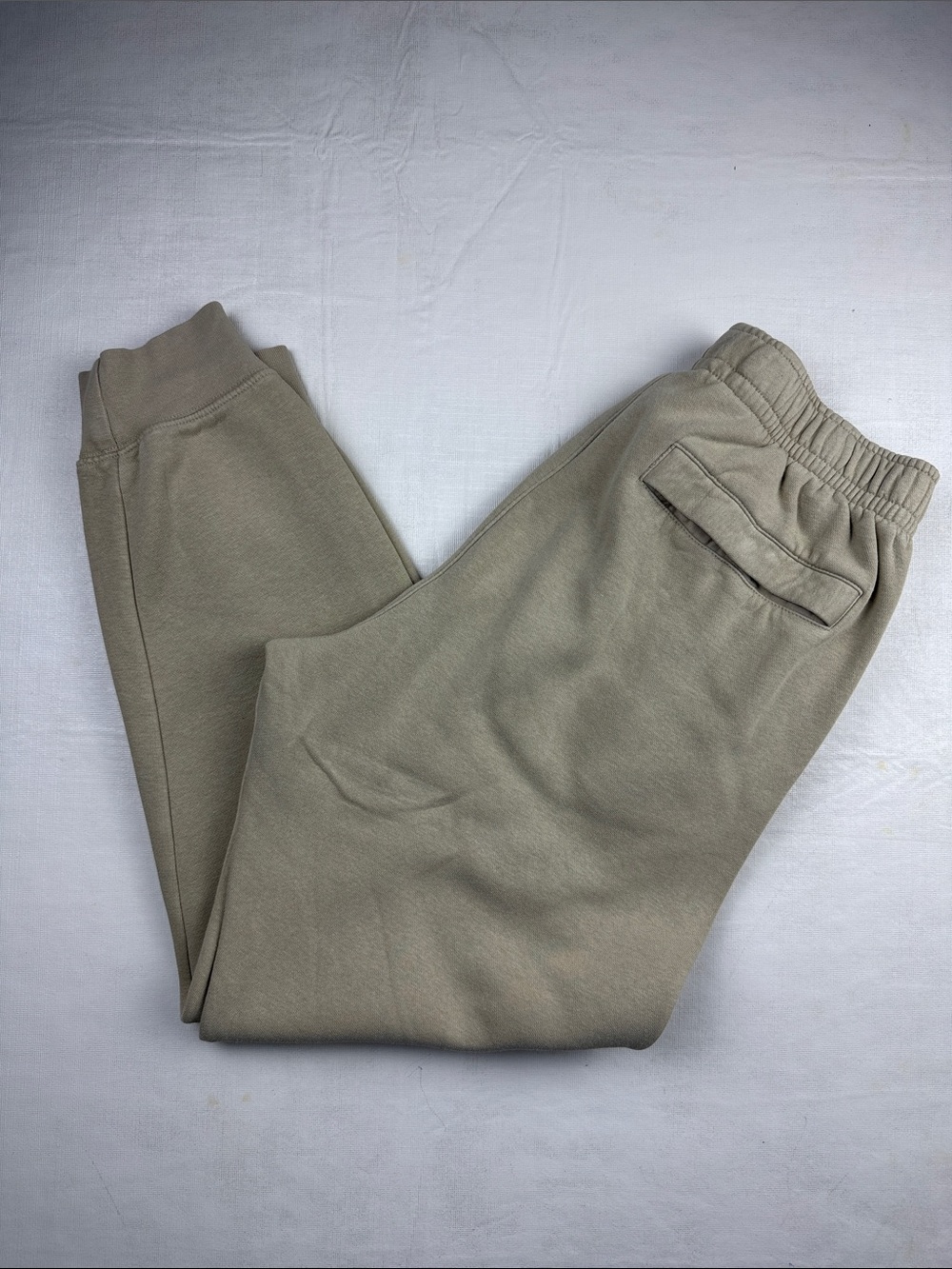Nike Men's Beige Tan Fleece Drawstring Jogger Sweatpants Side Pockets Size S